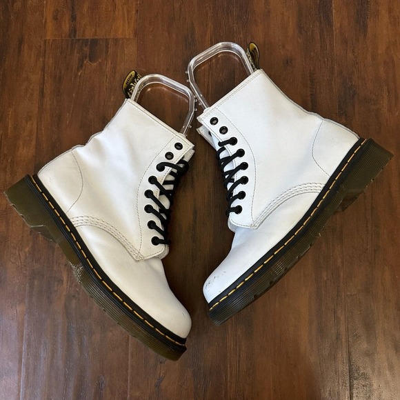 DR. MARTENS Womens 1460 8-Eye Leather Boot in White - Picture 5 of 11